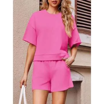 Stylish Fisoew Women's 2 Piece Cropped Sweatshirt Set