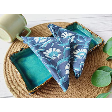 Elegant Eco-Friendly Cotton Print Dinner Napkins Set of 6