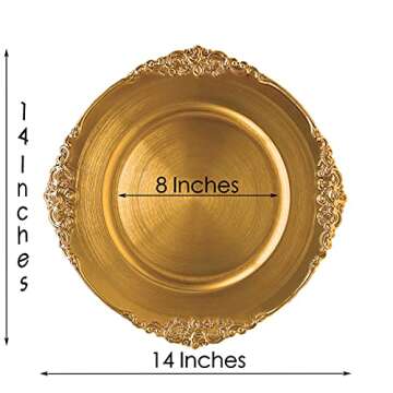 Henilosson Gold Charger Plates - Antique Plate Chargers for Dinner Plates - Set of 6 Dinner Chargers (6, gold)