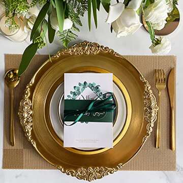 Henilosson Gold Charger Plates - Antique Plate Chargers for Dinner Plates - Set of 6 Dinner Chargers (6, gold)