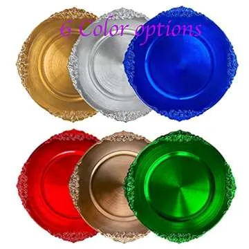 Henilosson Gold Charger Plates - Antique Plate Chargers for Dinner Plates - Set of 6 Dinner Chargers (6, gold)