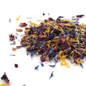 MagJo Naturals, Brilliant Flower Petal Blend (1 Ounce) Edible Dried Flowers, Cornflower, Rose Petals and Calendula, Edible Flowers for Drinks, Dried Flowers for soap Making