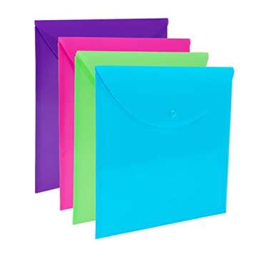Smead Project Envelope, Snap Closure, Top Load, Letter Size, Assorted Colors, 4 per Pack (89685)