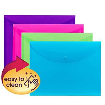 Smead Project Envelope, Snap Closure, Top Load, Letter Size, Assorted Colors, 4 per Pack (89685)