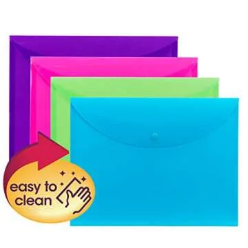 Smead Project Envelope, Snap Closure, Top Load, Letter Size, Assorted Colors, 4 per Pack (89685)