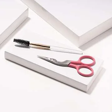 Tweezerman Exclusive Tea Rose Brow Shaping Scissors & Brush