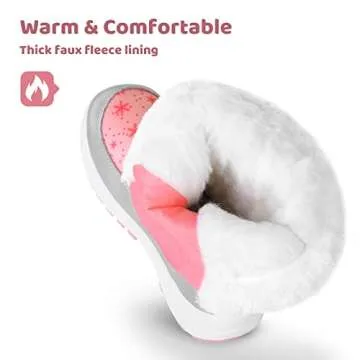 Apakowa Kids Insulated Fur Winter Snow Boots for Toddlers