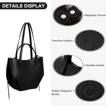 Juoxeepy Trendy Faux Leather Work Tote Bag for Women