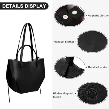 Juoxeepy Trendy Faux Leather Work Tote Bag for Women