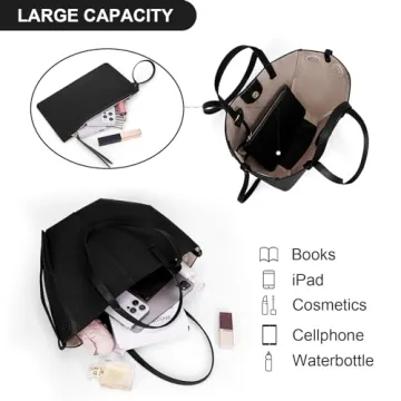 Juoxeepy Trendy Faux Leather Work Tote Bag for Women