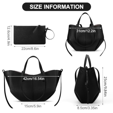 Juoxeepy Trendy Faux Leather Work Tote Bag for Women