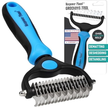 Maxpower Planet Original Pet Grooming Rake - Dual-Sided Deshedding Dematting Tool for Dogs & Cats, R...