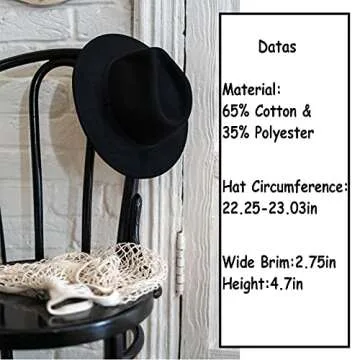 Gossifan Ladies Wide Brim Fedora Hat with Ring Belt