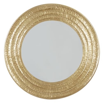 Deco 79 Metal Room Wall Mirror Textured Entryway Mirror with Grooves, Wall Mounted Mirror 39" x 1" x 39", Gold
