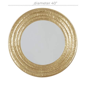 Deco 79 Metal Room Wall Mirror Textured Entryway Mirror with Grooves, Wall Mounted Mirror 39" x 1" x 39", Gold