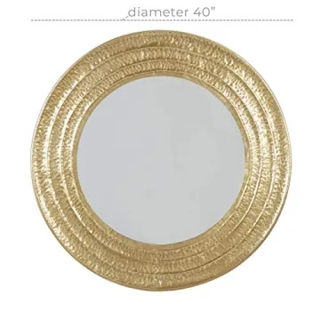 Deco 79 Metal Room Wall Mirror Textured Entryway Mirror with Grooves, Wall Mounted Mirror 39" x 1" x 39", Gold