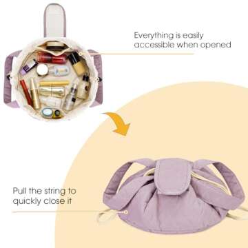 Barrel Drawstring Makeup Bag Large Cosmetic Bag Make up Bags Women Toiletry Organizer for Travel Toiletries Accessories Essentials (Quilted Dusty Rose) (Patent)