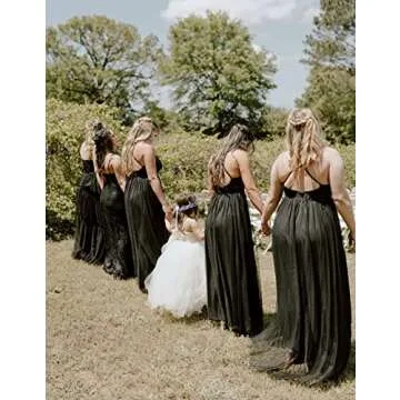 XXTAXN Women's Sexy Deep V Neck Split Cocktail Party Formal Bridesmaid Maxi Dress Black