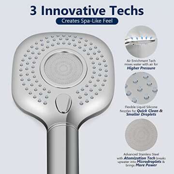 Filtered High-Pressure Shower Head with Water Softener