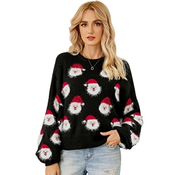 LUBOT Ugly Christmas Sweaters for Women Cute Fuzzy Funny Wintertime and Holiday Parties Knitted Pull...