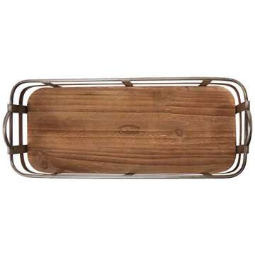 Circleware Cooperstown Craftsman Rectangle Serving Tray with Handles Home and Kitchen Multi-Purpose Serveware for Coffee Table, Dinner, Breakfast, Food, Farmhouse Decor, 19" x 8.5" x 4.5", Wood