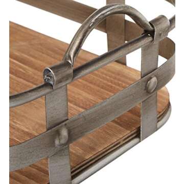 Circleware Cooperstown Craftsman Rectangle Serving Tray with Handles Home and Kitchen Multi-Purpose Serveware for Coffee Table, Dinner, Breakfast, Food, Farmhouse Decor, 19" x 8.5" x 4.5", Wood