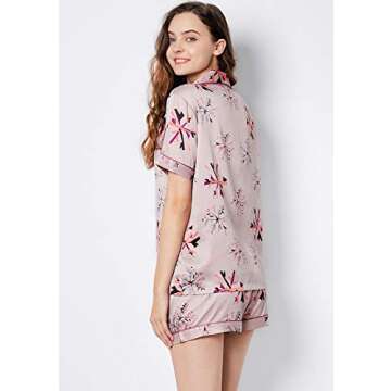 Serenedelicacy Women's Satin Pajama Set 2-Piece Sleepwear Loungewear Button Down Short Sleeve Silky ...