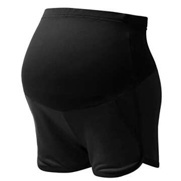 Maternity Summer Shorts Cotton Lounge Pregnancy Short Pants Full Panel Black L