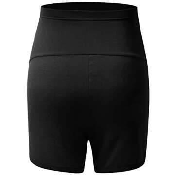 Maternity Summer Shorts Cotton Lounge Pregnancy Short Pants Full Panel Black L