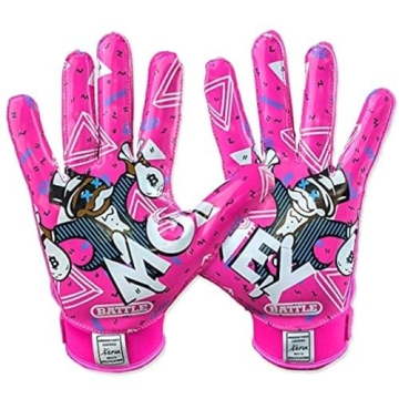 Battle Sports Money Man 2.0 Ultra Grip Football Gloves Neon Pink