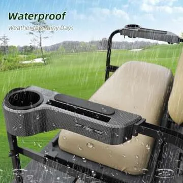 Roykaw Golf Cart Armrest with Cup Holder/Rear Seat Arm Rests Fit for EZGO/Club Car/Yamaha & Most Golf Cart, Upgrade 3rd Gen - with Phone Holder, No Drilling Required, Fit 1.0"/1-1/4" Square Tube Frame