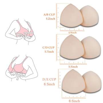 TAOHUA GARDEN 5 Pairs Removable Bra Pads Inserts for A/B Cups