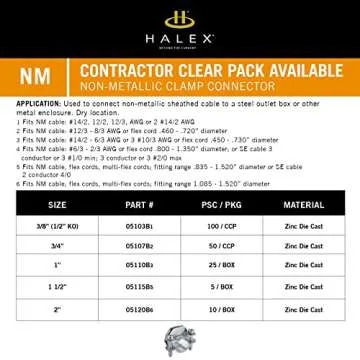 Halex 3/8 Inch Twin Screw Clamp Connectors - 100 Pack