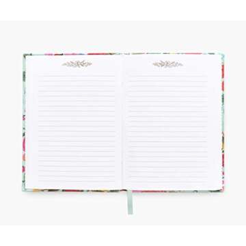 RIFLE PAPER CO. Garden Party Fabric Journal | Hard Cover Wrapped in Printed Book Cloth & Coordinating Bookmark, (Lay-Flat Binding, 144 Ruled Pages with Metallic Gold Ink, 8" L x 5.75" W)