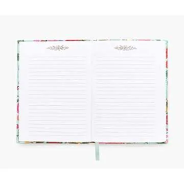 RIFLE PAPER CO. Garden Party Fabric Journal | Hard Cover Wrapped in Printed Book Cloth & Coordinating Bookmark, (Lay-Flat Binding, 144 Ruled Pages with Metallic Gold Ink, 8" L x 5.75" W)