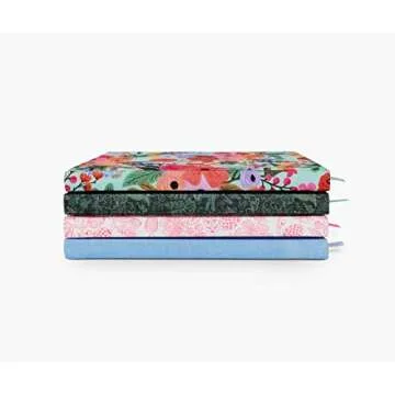 RIFLE PAPER CO. Garden Party Fabric Journal | Hard Cover Wrapped in Printed Book Cloth & Coordinating Bookmark, (Lay-Flat Binding, 144 Ruled Pages with Metallic Gold Ink, 8" L x 5.75" W)