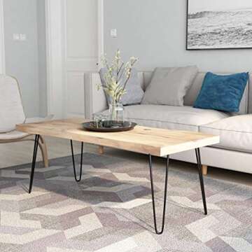 Genius Iron Hairpin Table Legs 16 inch, 3/8" Solid Metal Steel Firm Welding Home DIY for Coffee Table, Bench, Chair with Rubber Floor Protectors, Black, 4 PCS