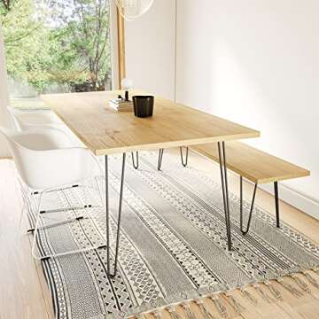 Genius Iron Hairpin Table Legs 16 inch, 3/8" Solid Metal Steel Firm Welding Home DIY for Coffee Table, Bench, Chair with Rubber Floor Protectors, Black, 4 PCS