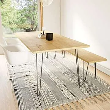 Genius Iron Hairpin Table Legs 16 inch, 3/8" Solid Metal Steel Firm Welding Home DIY for Coffee Table, Bench, Chair with Rubber Floor Protectors, Black, 4 PCS