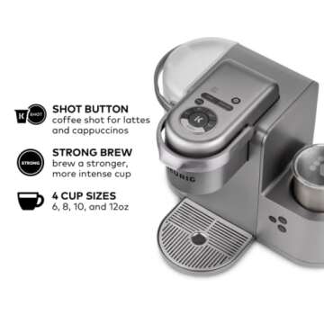 Keurig K-Cafe C Single Serve K-Cup Pod C Latte and Cappuccino Maker, 12, Nickel