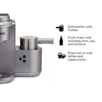 Keurig K-Cafe C Single Serve K-Cup Pod C Latte and Cappuccino Maker, 12, Nickel