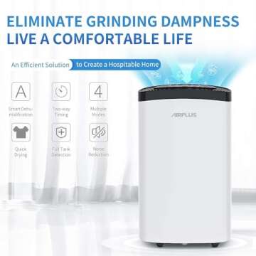 AIRPLUS Dehumidifier for Basement, 1,500 Sq. Ft Powerful Dehumidifier for Home,Large Rooms, Bedrooms, Sufficient Capacity Water Tank with Drain Hose -30 Pints(AP1907)