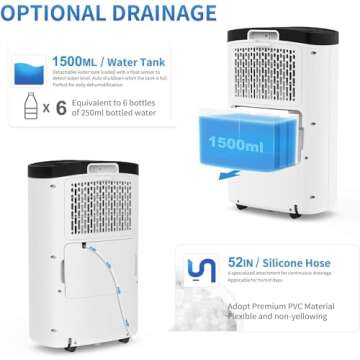 AIRPLUS Dehumidifier for Basement, 1,500 Sq. Ft Powerful Dehumidifier for Home,Large Rooms, Bedrooms, Sufficient Capacity Water Tank with Drain Hose -30 Pints(AP1907)