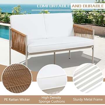 JAMFLY 5 Piece Patio Wicker Furniture Set for Outdoor Spaces