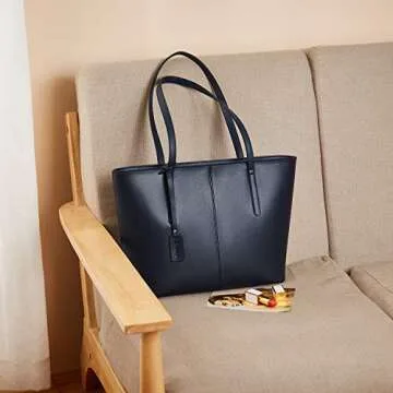 BOSTANTEN Women Handbag - Elegant Genuine Leather Tote and Shoulder Purse in Navy