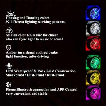 Forten Kingdom Dream Chasing Color 17 Inch Wheel Rim Light for Truck Car Tire Wheel Ring Double Rows LED Illuminated Lights Kit (Fits 21-28" Tire Wheels)