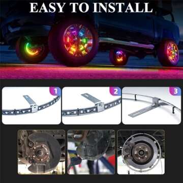 Forten Kingdom Dream Chasing Color 17 Inch Wheel Rim Light for Truck Car Tire Wheel Ring Double Rows LED Illuminated Lights Kit (Fits 21-28" Tire Wheels)