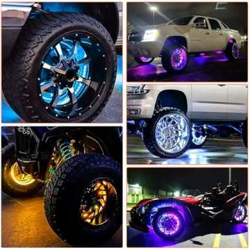 Forten Kingdom Dream Chasing Color 17 Inch Wheel Rim Light for Truck Car Tire Wheel Ring Double Rows LED Illuminated Lights Kit (Fits 21-28" Tire Wheels)