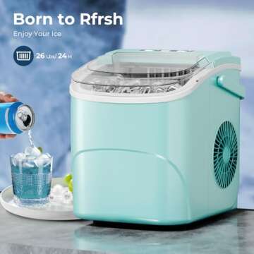 Antarctic Star Countertop Ice Maker - 26Lbs/24H, 9 Cubes in 6 Mins, Portable Ice Machine