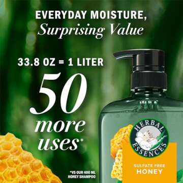 Herbal Essences Sulfate Free Shampoo with Honey for Daily Moisture, Nourishes Dry Hair, Moisturizing...